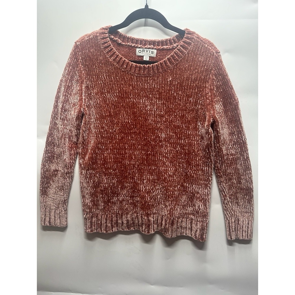 Orvis Chenille pink crew Sweater Womens Sz S